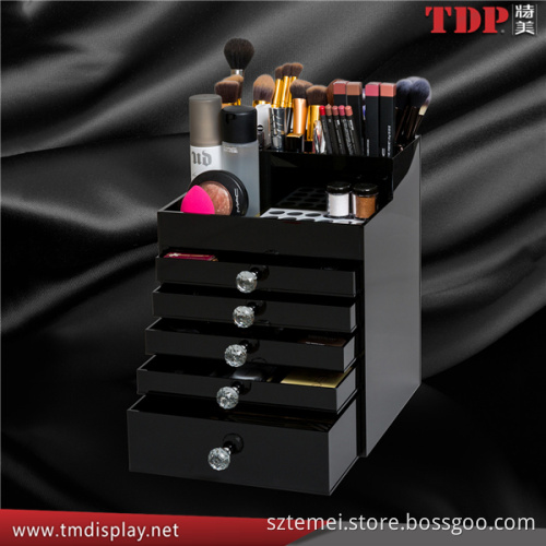 customized deluxe black wholesale acrylic makeup organizer with drawers